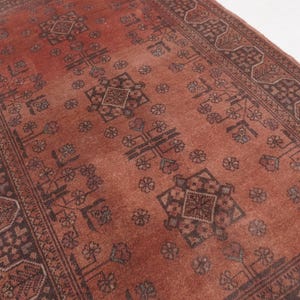 Antique Terracotta Rug 3'4x5'3" Turkmen Bukhara Rug, Handmade Afghan Wool Rug, Bedroom Rug, Office Rug, Kitchen Rug, Tribal Rug image 7