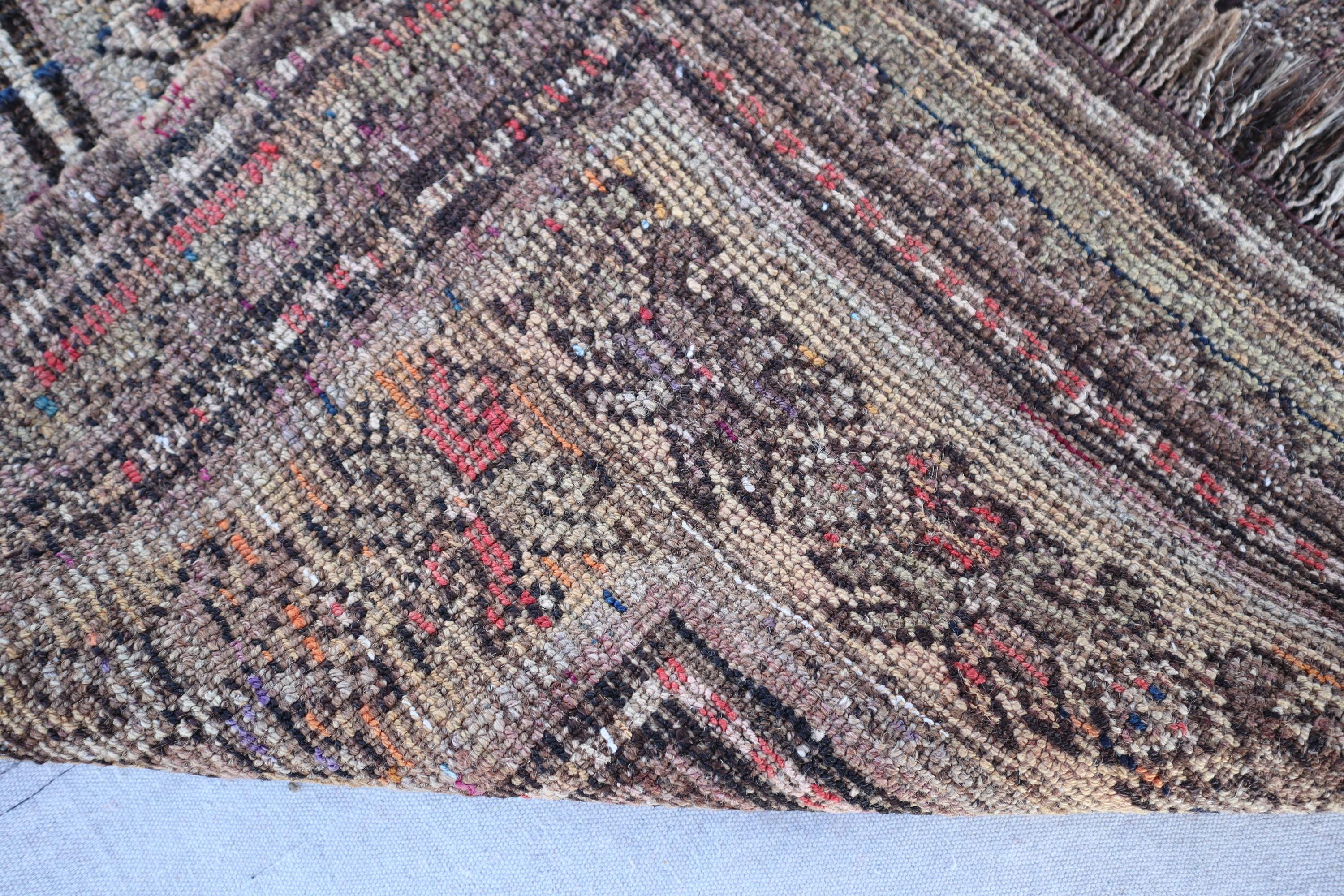 1900s Antique Rug 4x5 Geometric Terracotta Rug, Afghan Caucasian