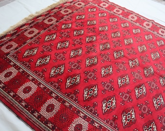 7x10 Turkmen Tekke Antique Rug, Afghan Bukhara Rug, Handmade Wool Area Rug, Vintage Ersari Rug, Red Oriental Rug, Bedroom, Living Room Rug