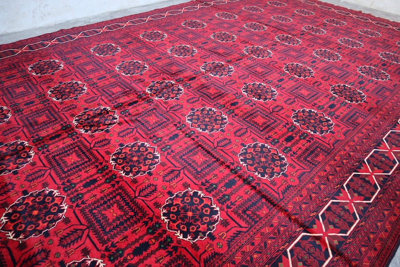 17x10 Extra Large Bukhara Rug 500x300 cm Afghan Bukhara Rug, Top Quality Handmade Organic dyes Carpet, Oriental Turkmen Rug, Living Room Rug image 4