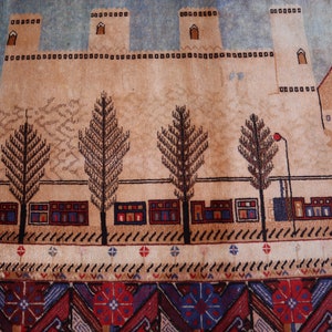 5x6 Vintage Pictorial rug, Herat Pictorial Balahesar design Rug, High Pile Soft Wool rug, Hand-knotted Oriental Area rug, Wall Decor Bedroom