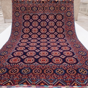 7x10 Large Navy Rug, Turkmen Sarique Rug, Handmade Wool Rug, Super fine Oriental Rug, Vintage Pattern Rug, Bedroom Rug, 210x310 cm Area Rug