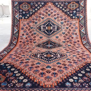 6x8 Caucasian Antique Pattern Turkmen Tribal Rug, Collectors Piece Terracotta Vintage Fine Pile Geometric Afghan Rug, Oriental Area Rug