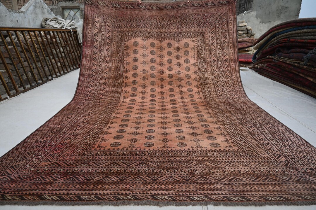 7x10 トライバルヴィンテージラグ、テラコッタラグ、アフガニスタンの