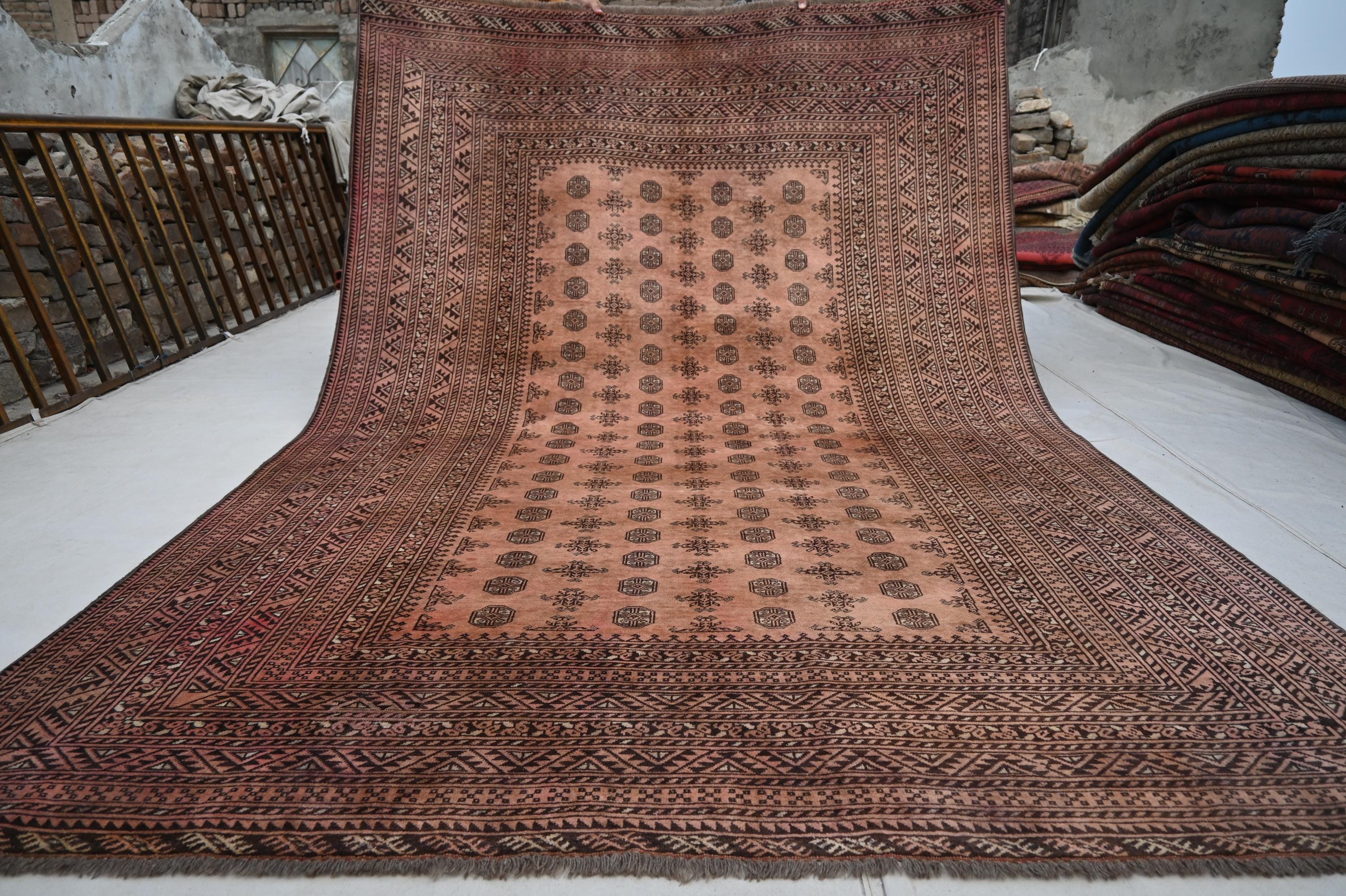 7x10 トライバルヴィンテージラグ、テラコッタラグ、アフガニスタンの