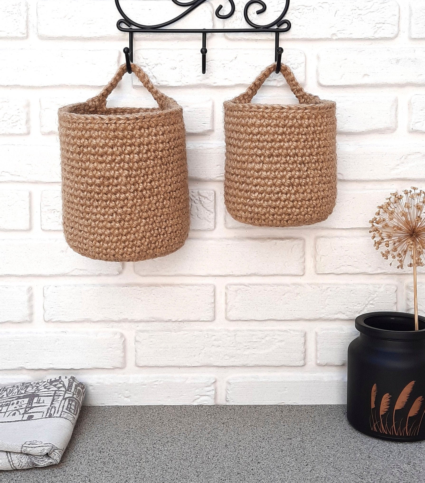 Wall Hanging Baskets for Storage and Decor Set of 2 Small Etsy
