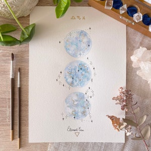 Personalized Astral-Elemental Trinity | Astrology | Wall Art | Spiritual Illustration | Handmade | Custom illustration