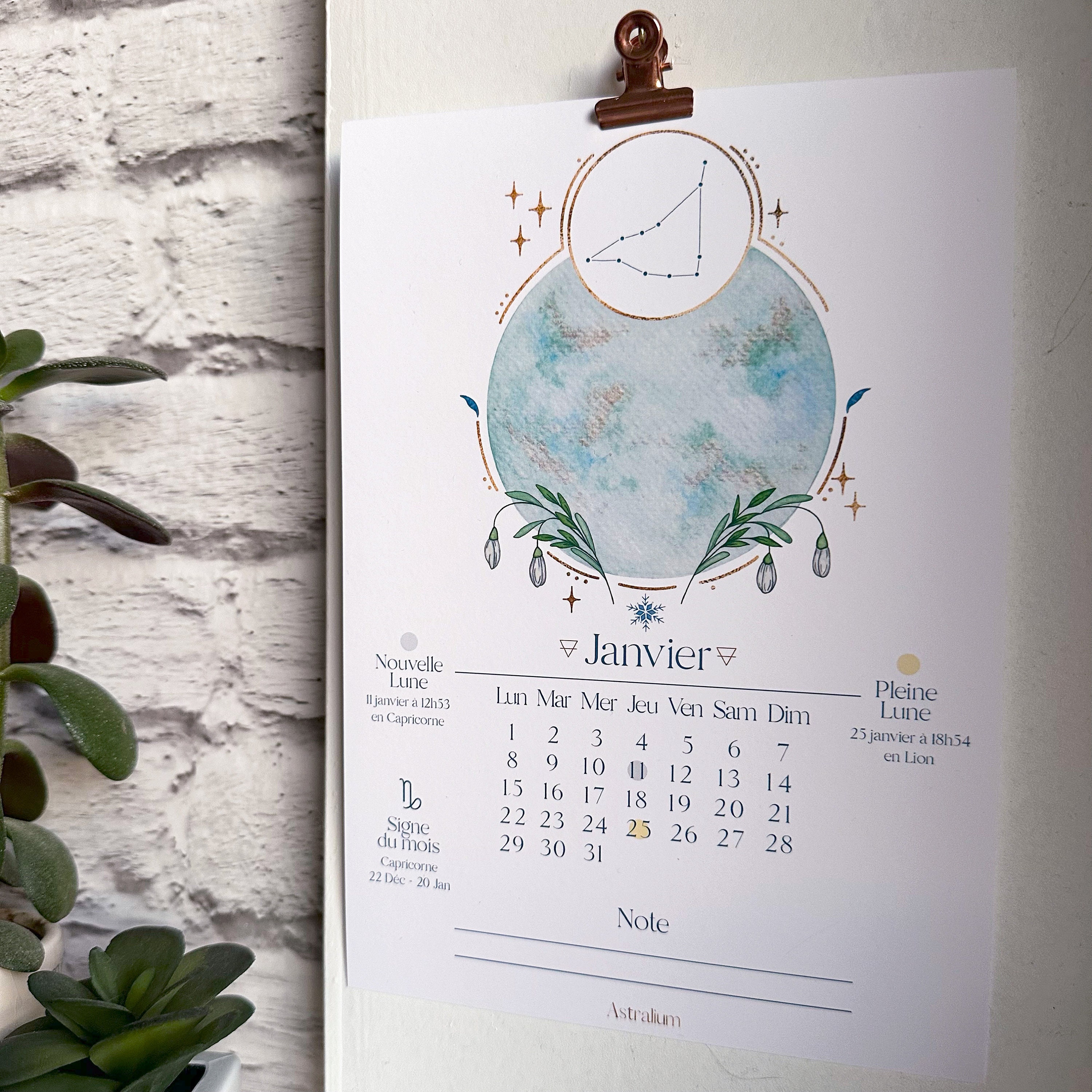 Lunar Calendar 2024 Lunarium Watercolor Moon Lunar Calendar Wall