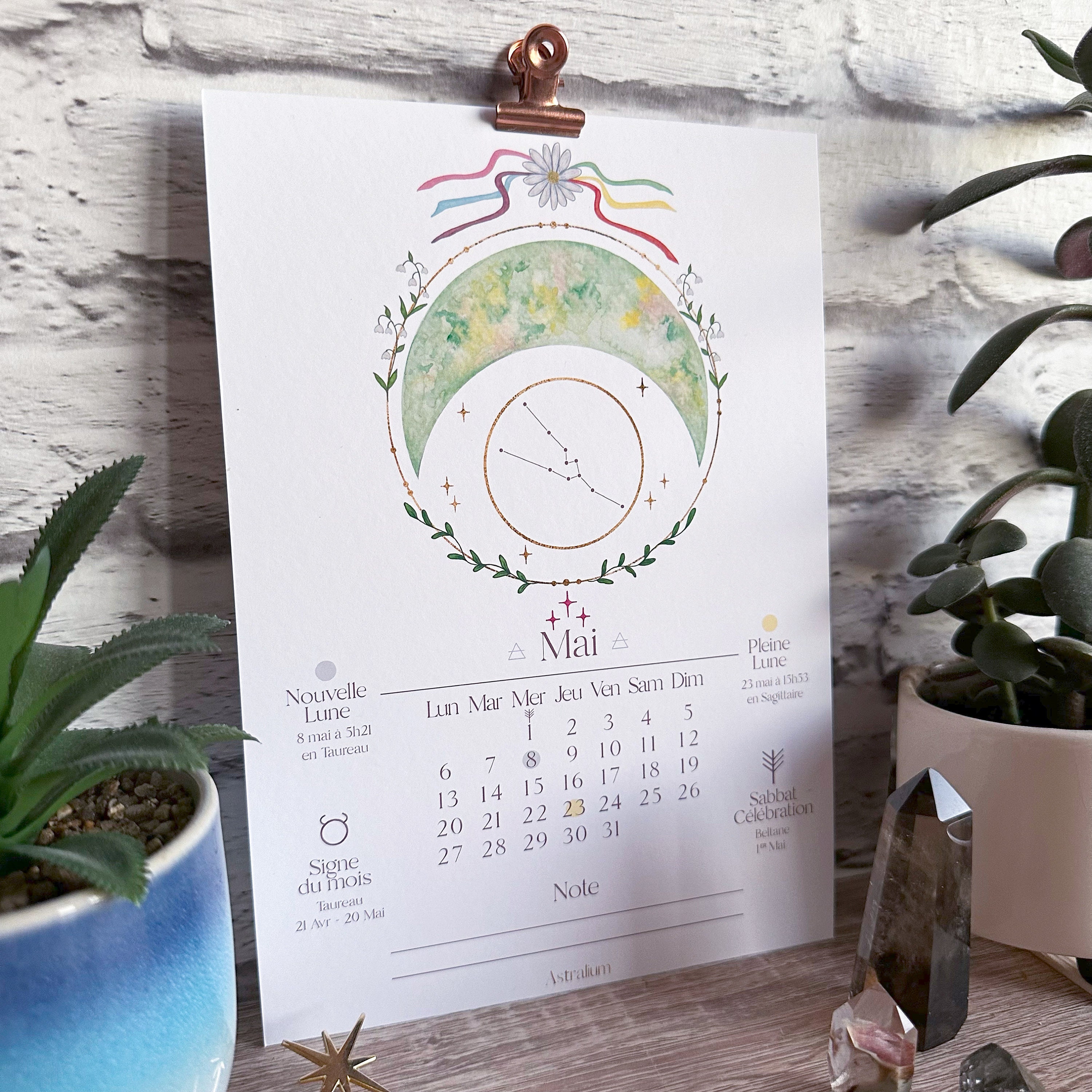 Lunar Calendar 2024 Lunarium Watercolor Moon Lunar Calendar Wall