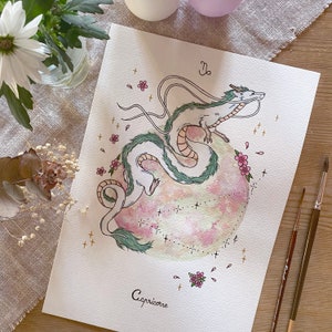 Gepersonaliseerde sterrenbeeld | Sterrenbeeld | Waterverf | Spirituele illustratie | Astrologie | Maan schilderij | Kunst aan de muur | Hemel