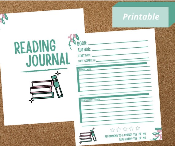 Reading Journal Reading Journal Printable Reading List | Etsy