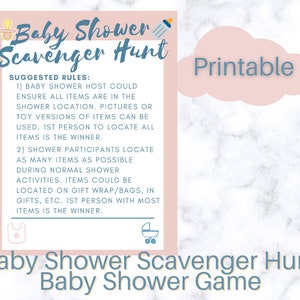 Baby Shower Scavenger Hunt Baby Shower Games Printable | Etsy