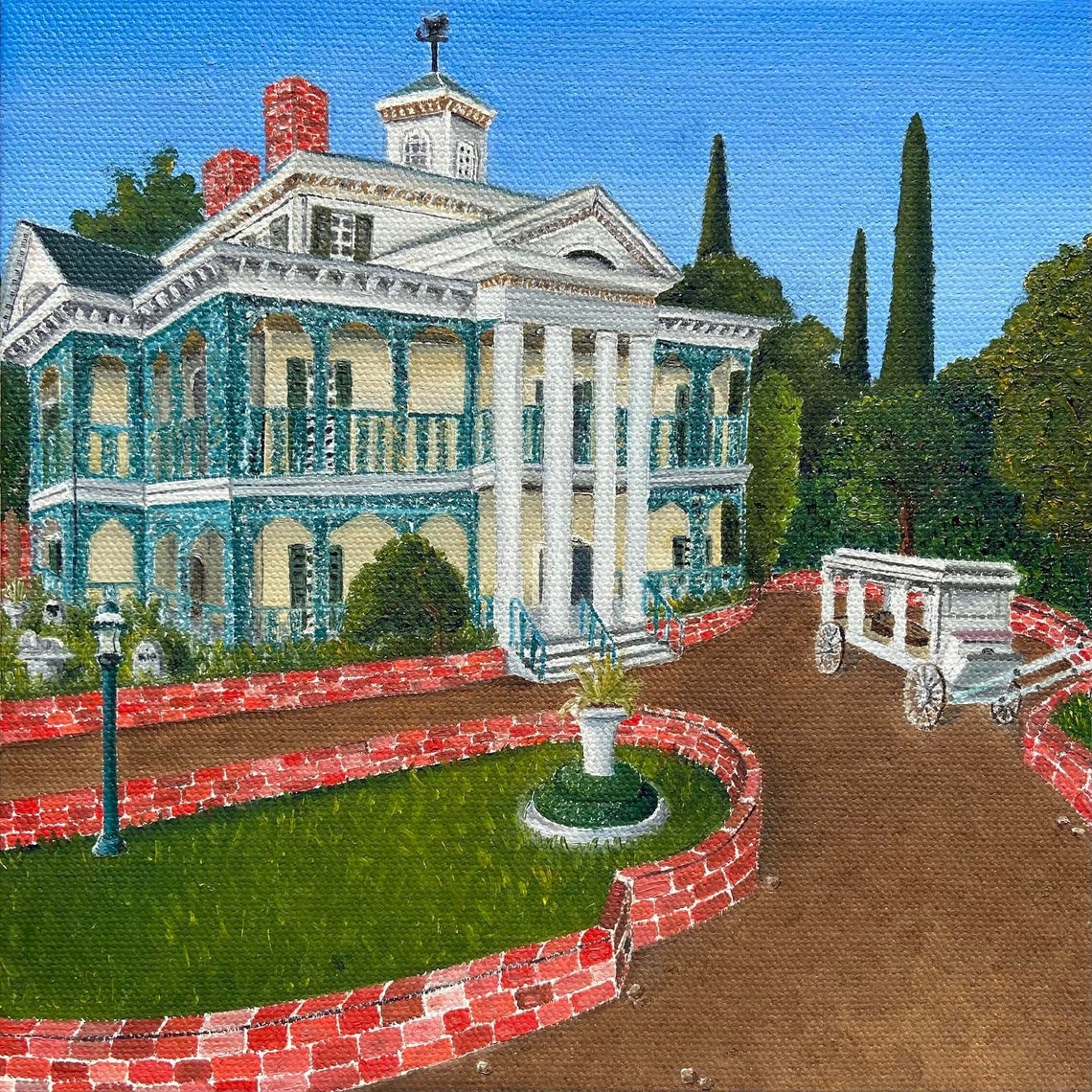 The Haunted Mansion Ride Oil Painting Print - Etsy