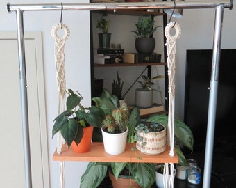 Hanging Macrame Shelf | Macrame Hanging Shelf, Oak Shelf Hanger, Macrame Wall Shelf, Macrame Plant Shelf, Rope Shelf, Hanging Book Shelf