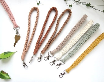 macrame wristlet keychain // minimalist boho wristlet accessory | purse wristlet strap | bridal shower favours |  keyring fob wristlet art