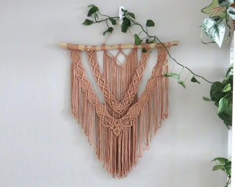 Large Pink Macrame Wall Hanging | Boho Wall Art | Driftwood Wall Hanging | Macrame Wall Art