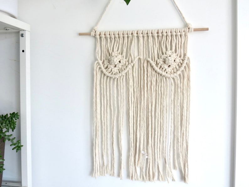 macrame boobie wall hanging // breast wall hanging feminine wall art gifts for women femme art for her housewarming gift image 6