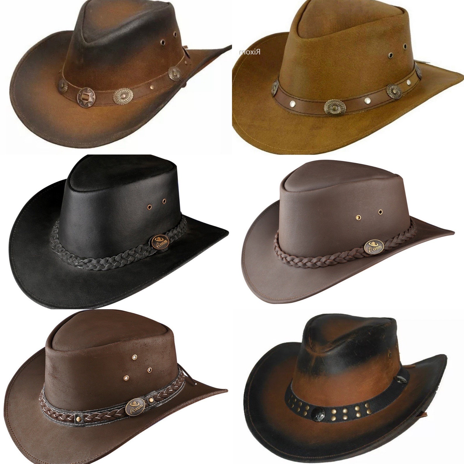 Australian Leather Cowboy Hat Western Aussie Style Hat Various | Etsy