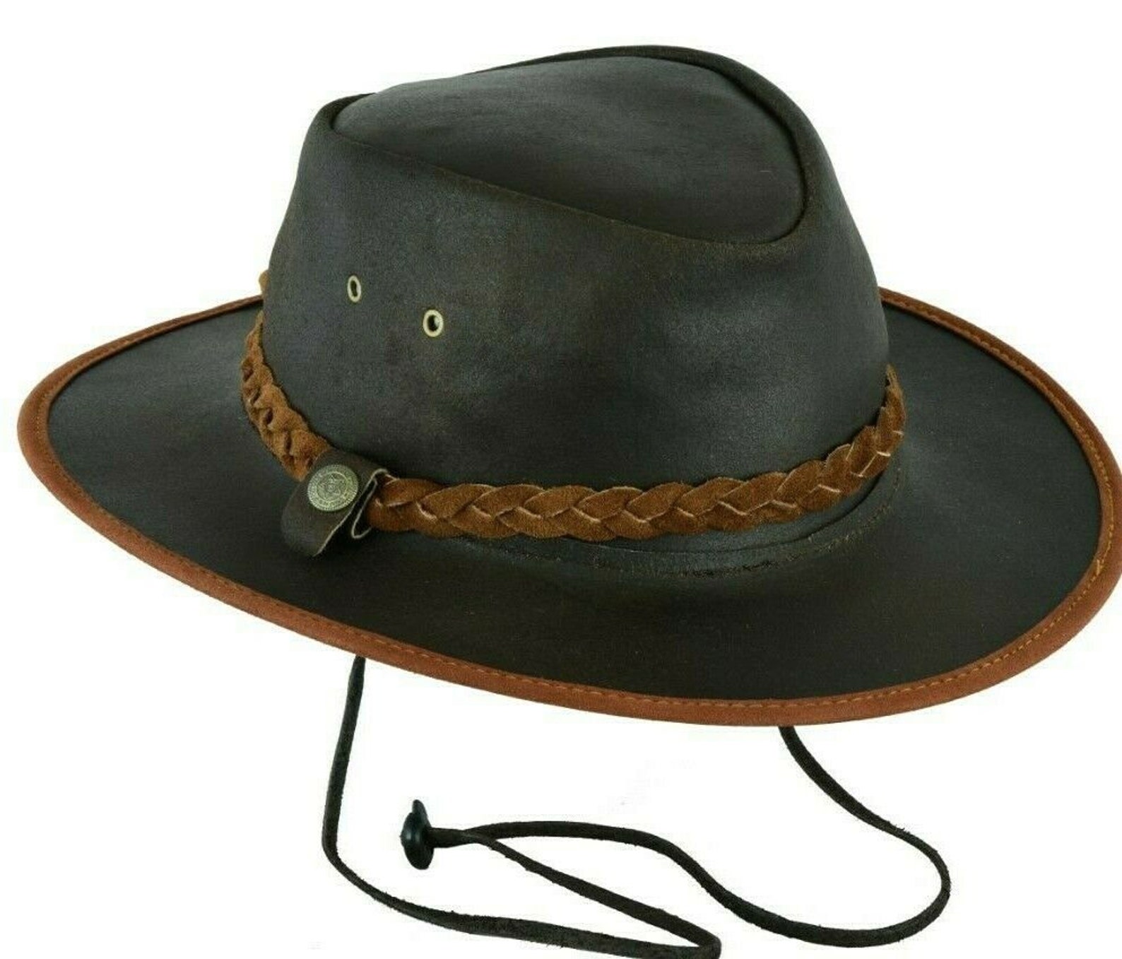 Australian Real Leather Cowboy Hat Western Aussie Style Hat Etsy