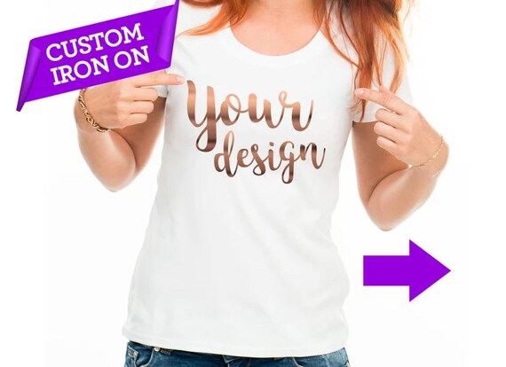 Custom Design Iron on Transfer T-Shirt Personalised Text Name Logo Digital  Vinyl
