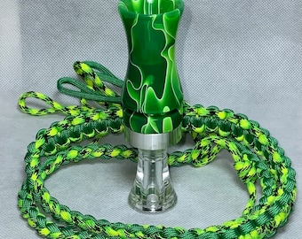 Hand Crafted Acrylic Duck Call (Mean Green) w/ Matching Lanyard