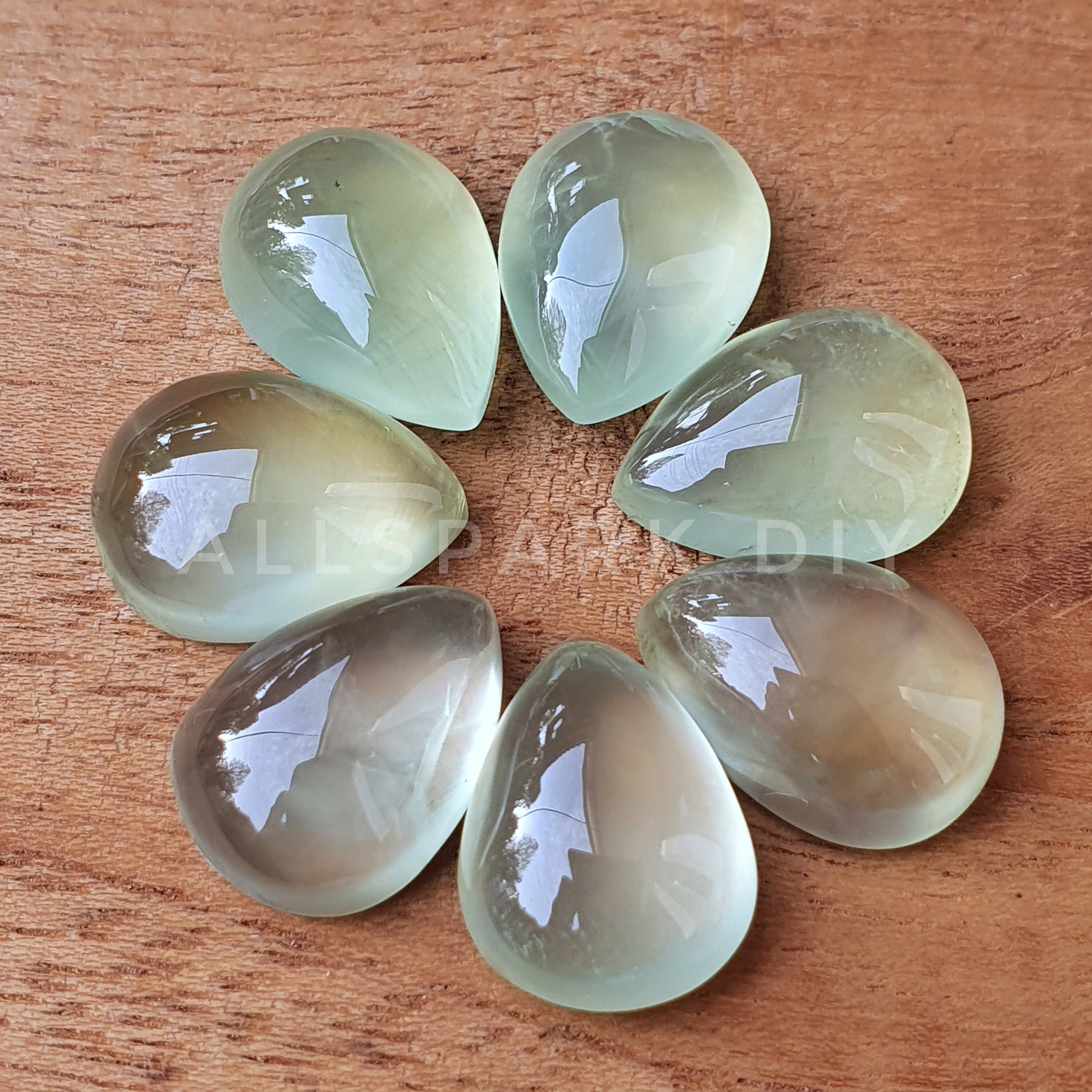 Natural Prehnite loose Cabochons Ethical Gemstones Pear | Etsy