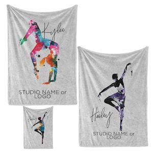 Dancer Handstand and Ballet images blanket with your Studio Logo, Studio Name or personalized text. Email ur logo: stdmlgnds@gmail.com