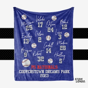 Personalized blanket; PS Nationals Cooperstown Dreams Park; 2 sizes: 50&quot;x 60&quot; and 60&quot;x 80&quot;