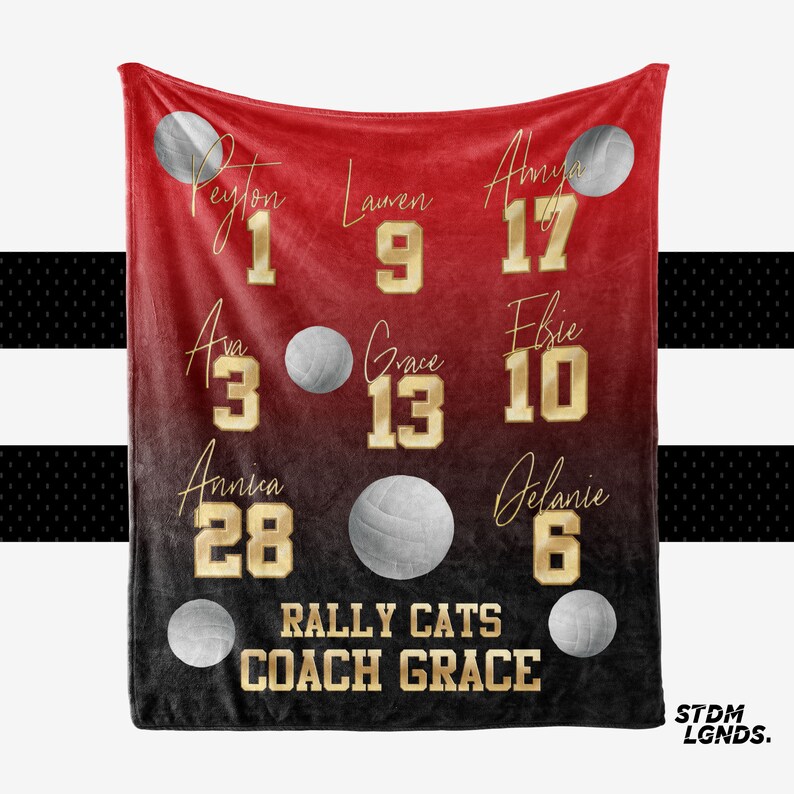 Rally Cats; Volleyball Sports Personalized Blanket; 2 Sizes: 50