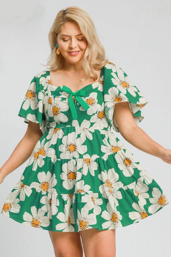 knee length dresses for ladies The Joanie Daisy Print Mini Dress main image 1