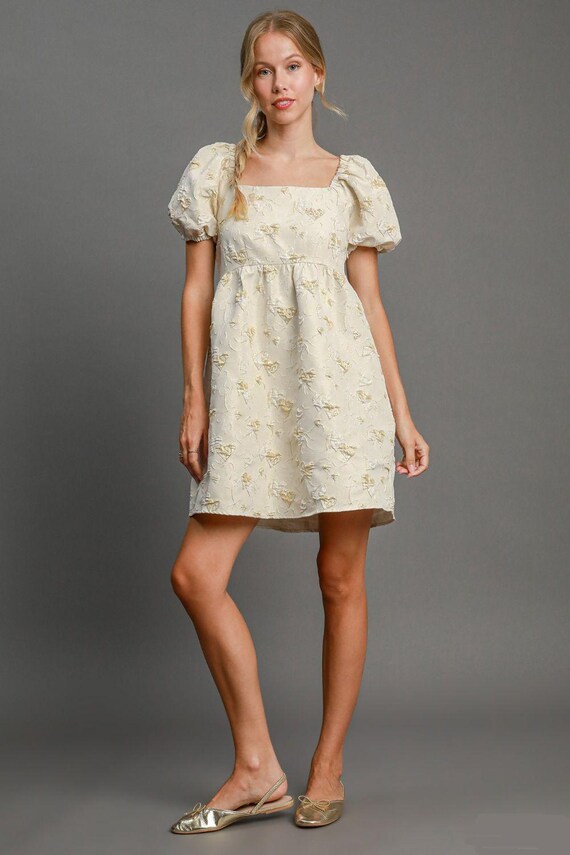 Heart Jacquard Square Neck Puff Sleeve Mini Dress - Etsy Israel Heart Jacquard Square Neck Puff Sleeve Mini Dress - Etsy Israel