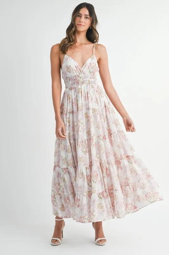 MABLE Floral Print Tiered Cami Maxi Dress - Etsy MABLE Floral Print Tiered Cami Maxi Dress - Etsy