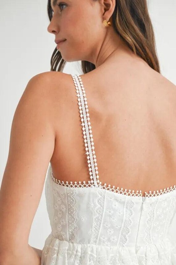Eyelet Lace Mini Dress OFFWHITE / S Eyelet Lace Mini Dress OFFWHITE / S