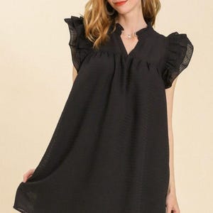 Full Size Layered Ruffle Sleeve Mini Dress Plus Size