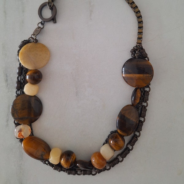 Vintage Furla Real Stone Statement Necklace