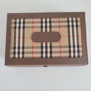 Set di carte da gioco Burberry autentiche vintage super rare in scatola di pelle