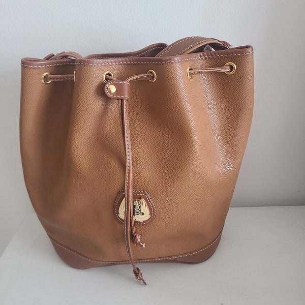 Vintage Authentic Large Lancel Paris Leather Bucket Bag