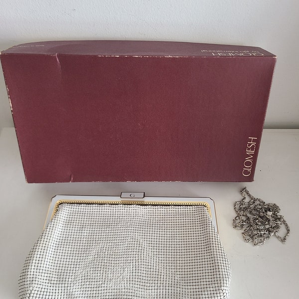 Vintage Glomesh White Mesh Clutch Handbag