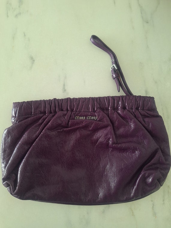 Vintage Miu Miu Purple Leather Wristlet Bag Etsy