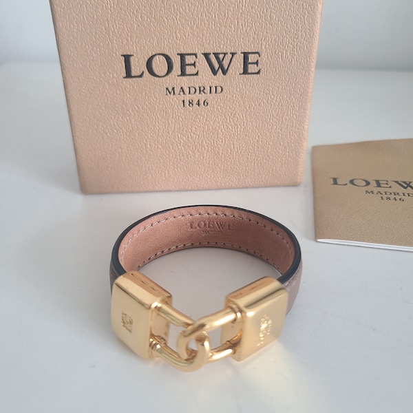 Vintage Loewe Leather bracelet in gold hardware