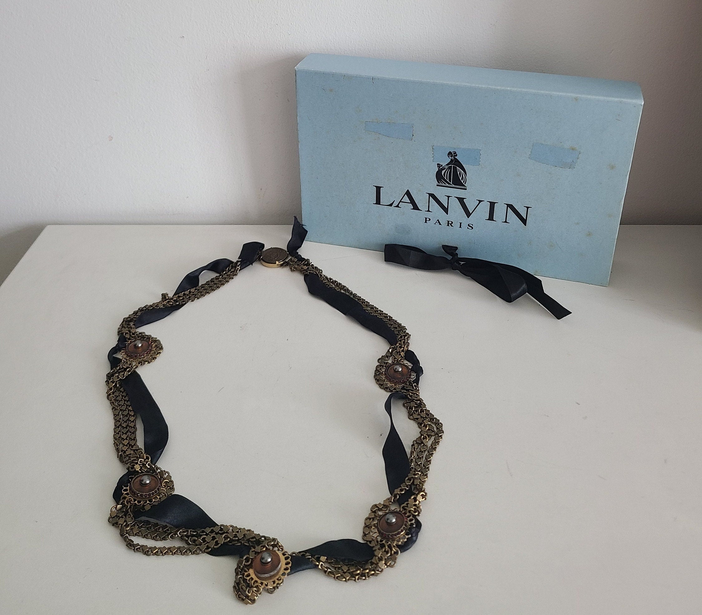 Rare Vintage Lanvin Multi Strand Necklace in Old Finish ...