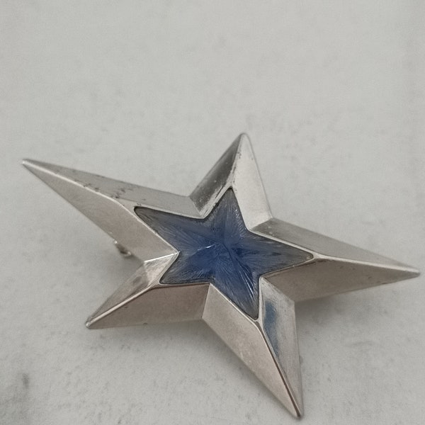 Vintage Thierry Mugler silver plated Blue brooch & pin