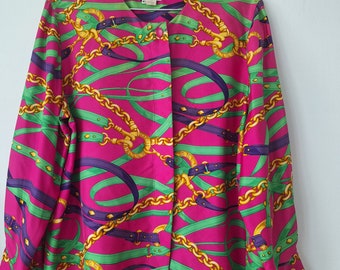 Rare Vintage Celine Colourful Silk Blouse