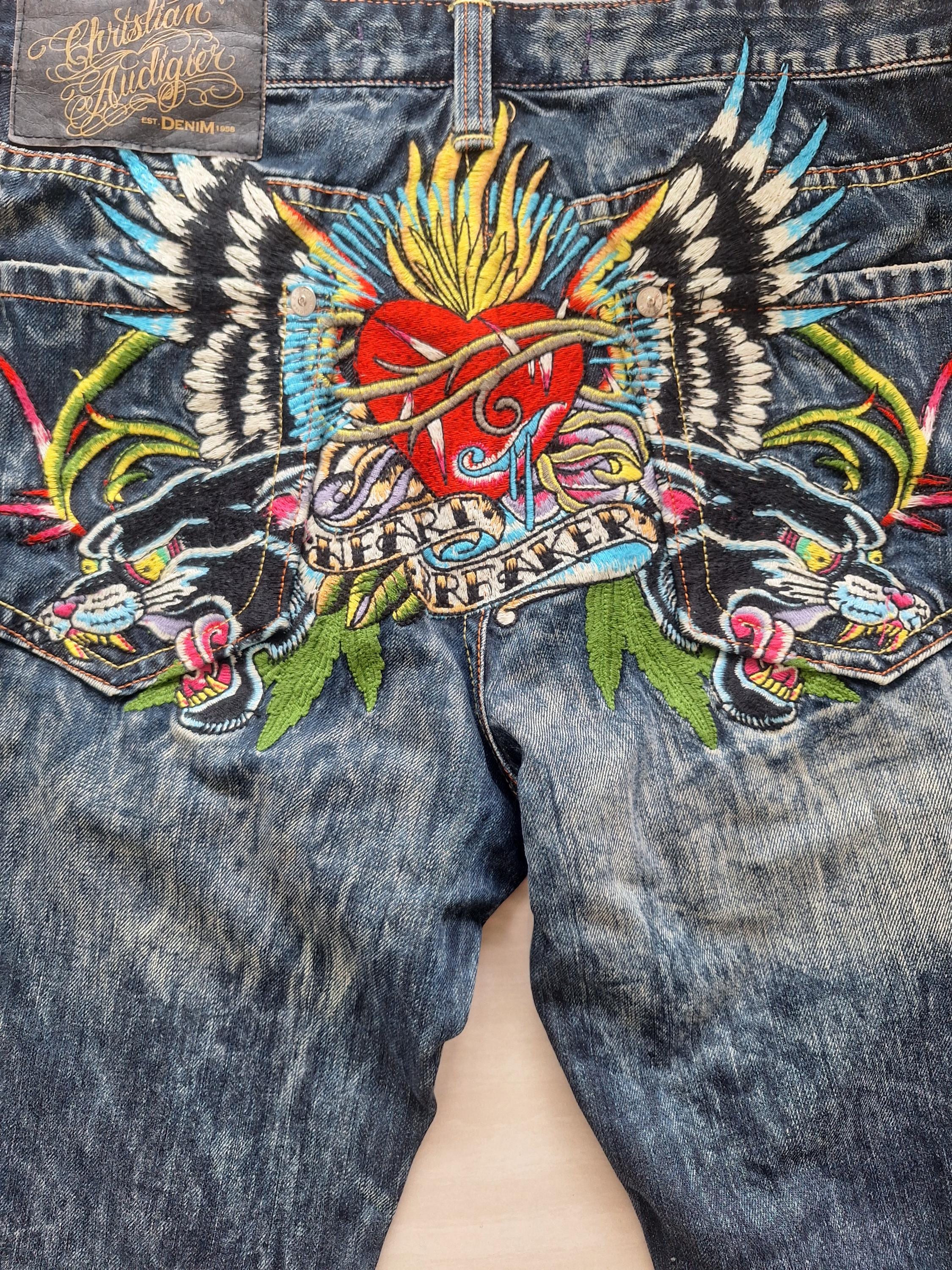 Rare Limited Edition Christian Audigier Embroidered Demin Rare Limited Edition Christian Audigier Embroidered Demin
