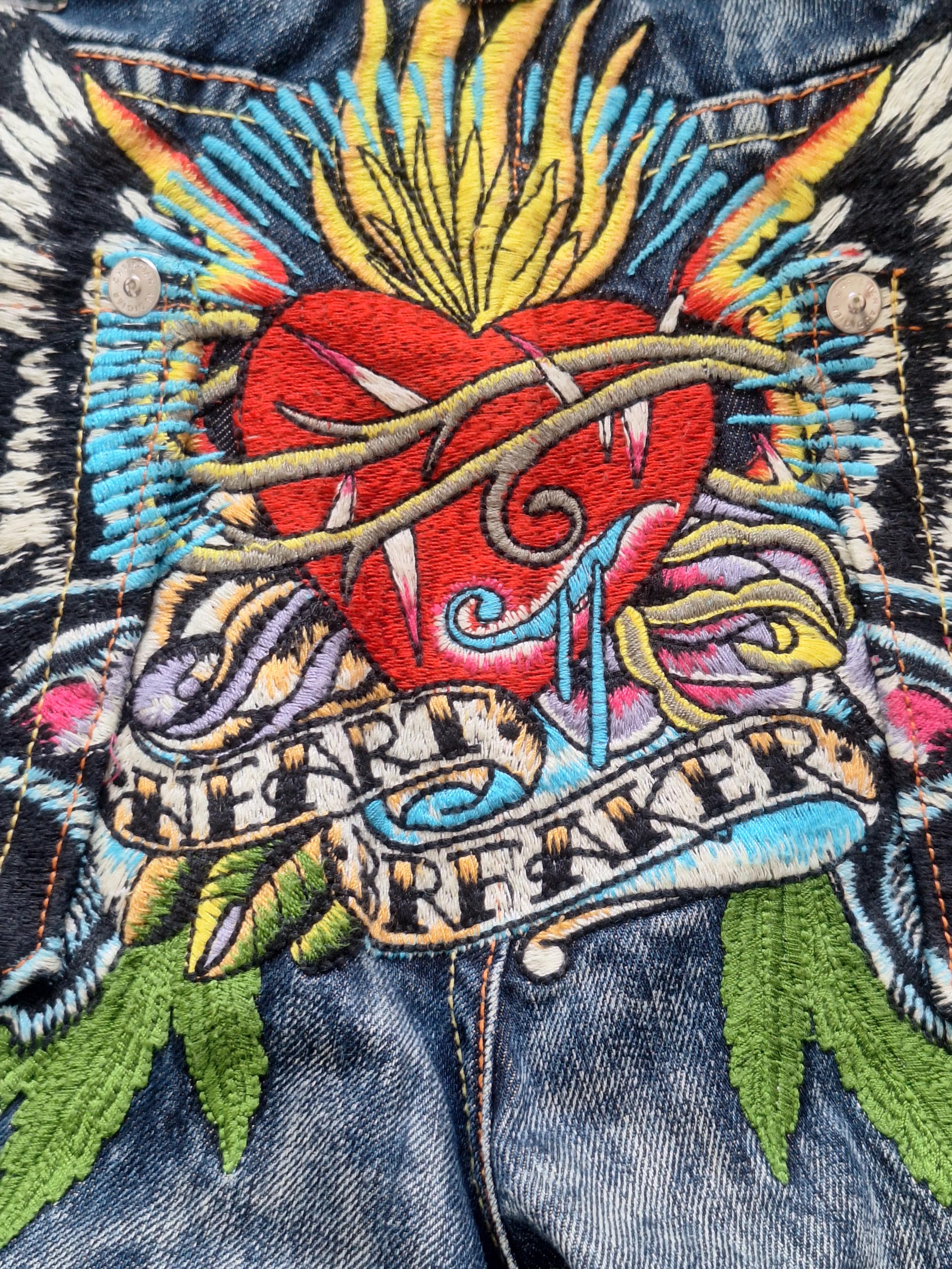 Rare Limited Edition Christian Audigier Embroidered Demin Rare Limited Edition Christian Audigier Embroidered Demin