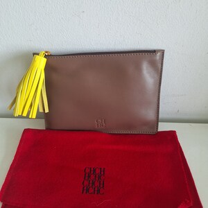 Vintage Carolina Herrera Two Colour Tassel Leather Pouch.