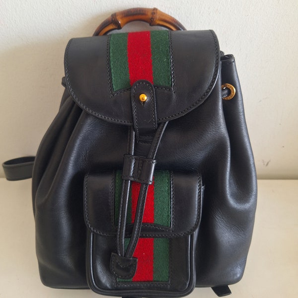 Vintage Gucci Small Leather Bamboo Backpack