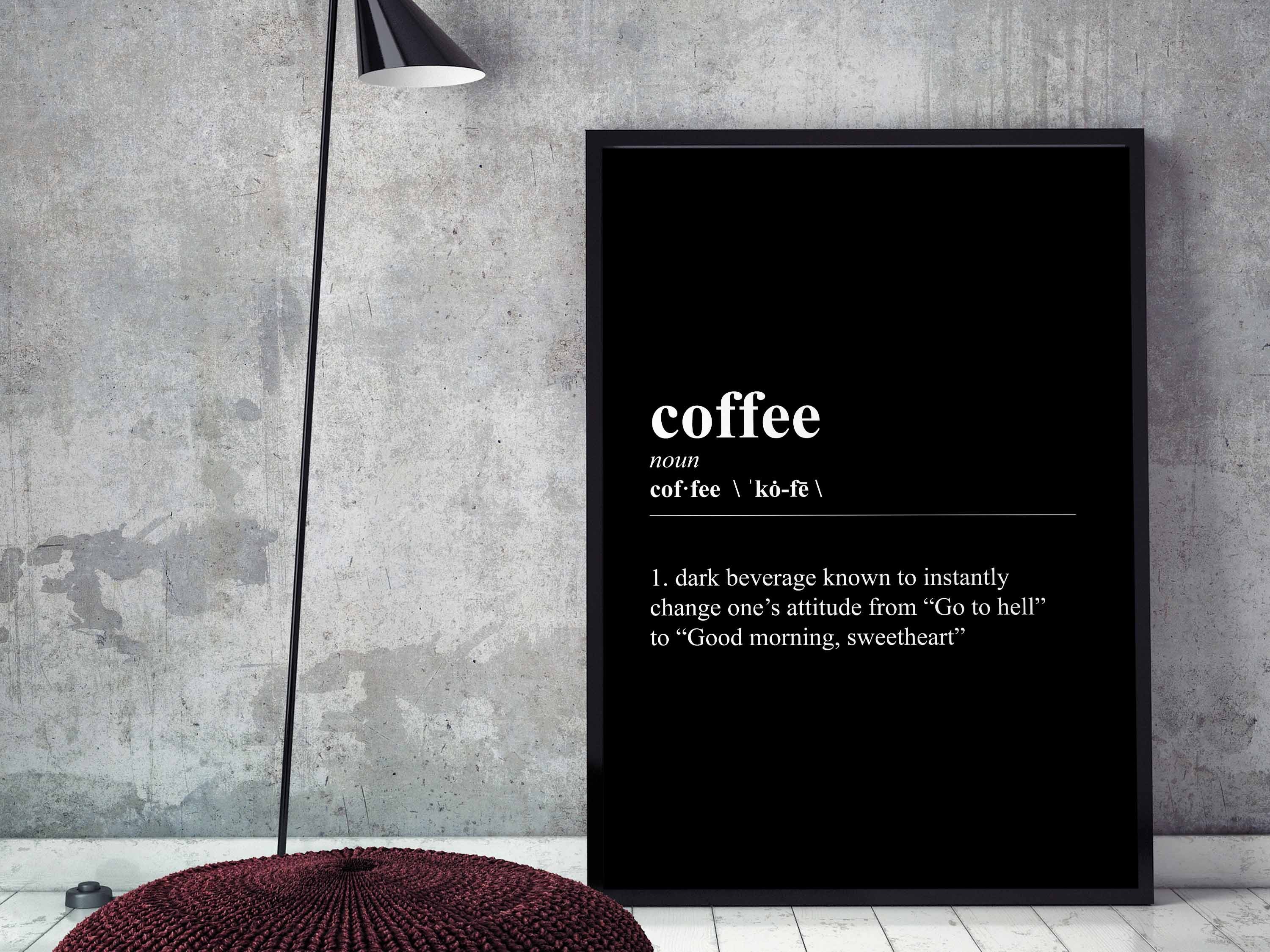 Coffee noun funny definition poster motivation design modern Etsy