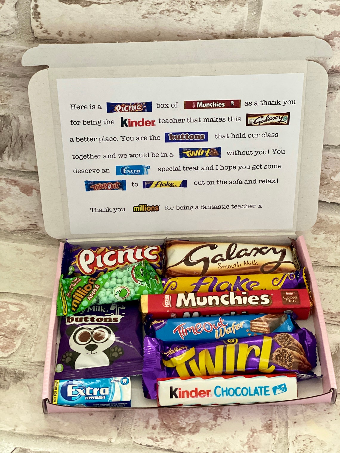 Thank You Teacher Gift Chocolate Sweet Box End of Term Etsy