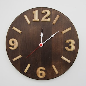 Wooden Wall Clock, Classic Wood Clock, Solid wood. Natural wood